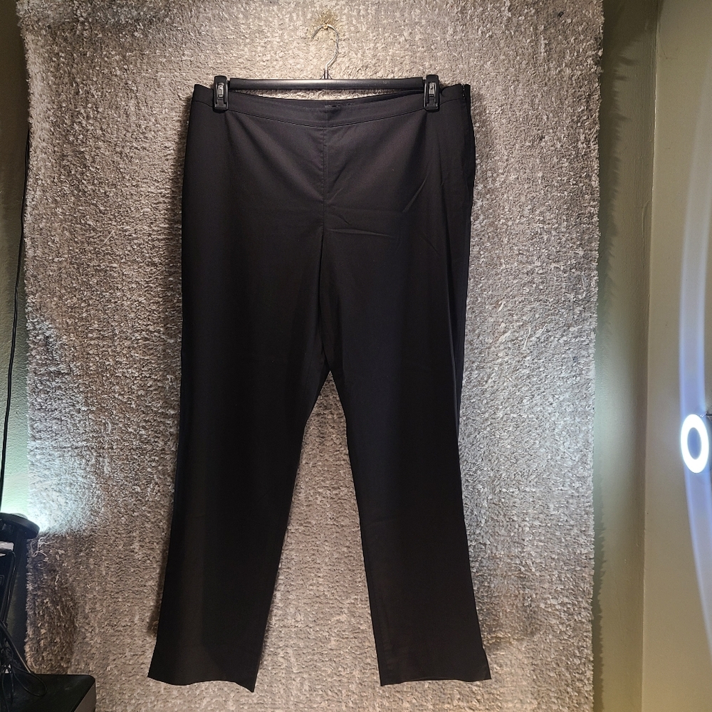 Lafayette 148 Women's Bleecker Virgin Wool Black Pants Size 16 Side Zipper